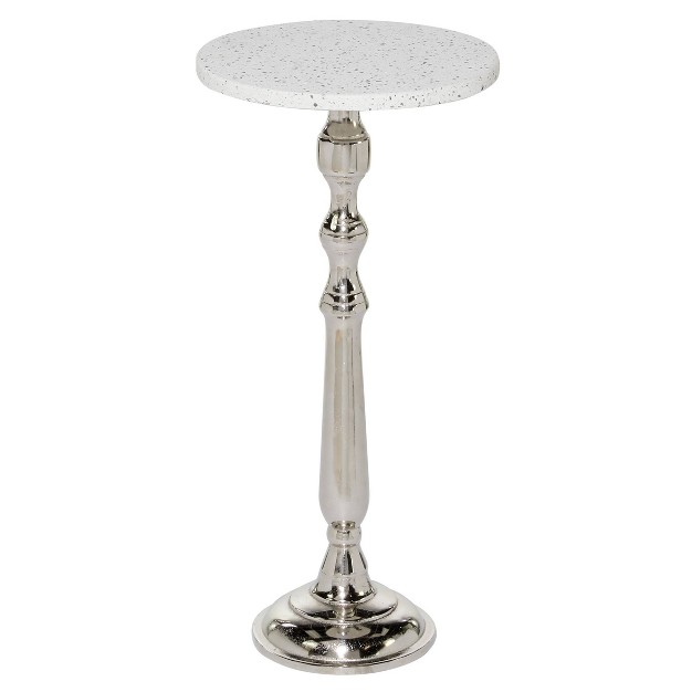 Traditional Terrazzo Accent Table White Olivia amp May