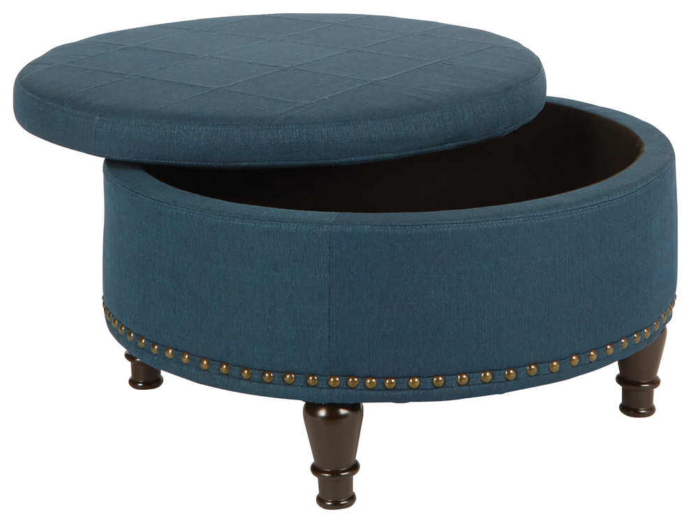 Augusta Round Storage Ottoman   Traditional   Footstools And Ottomans   by Office Star Products  Houzz