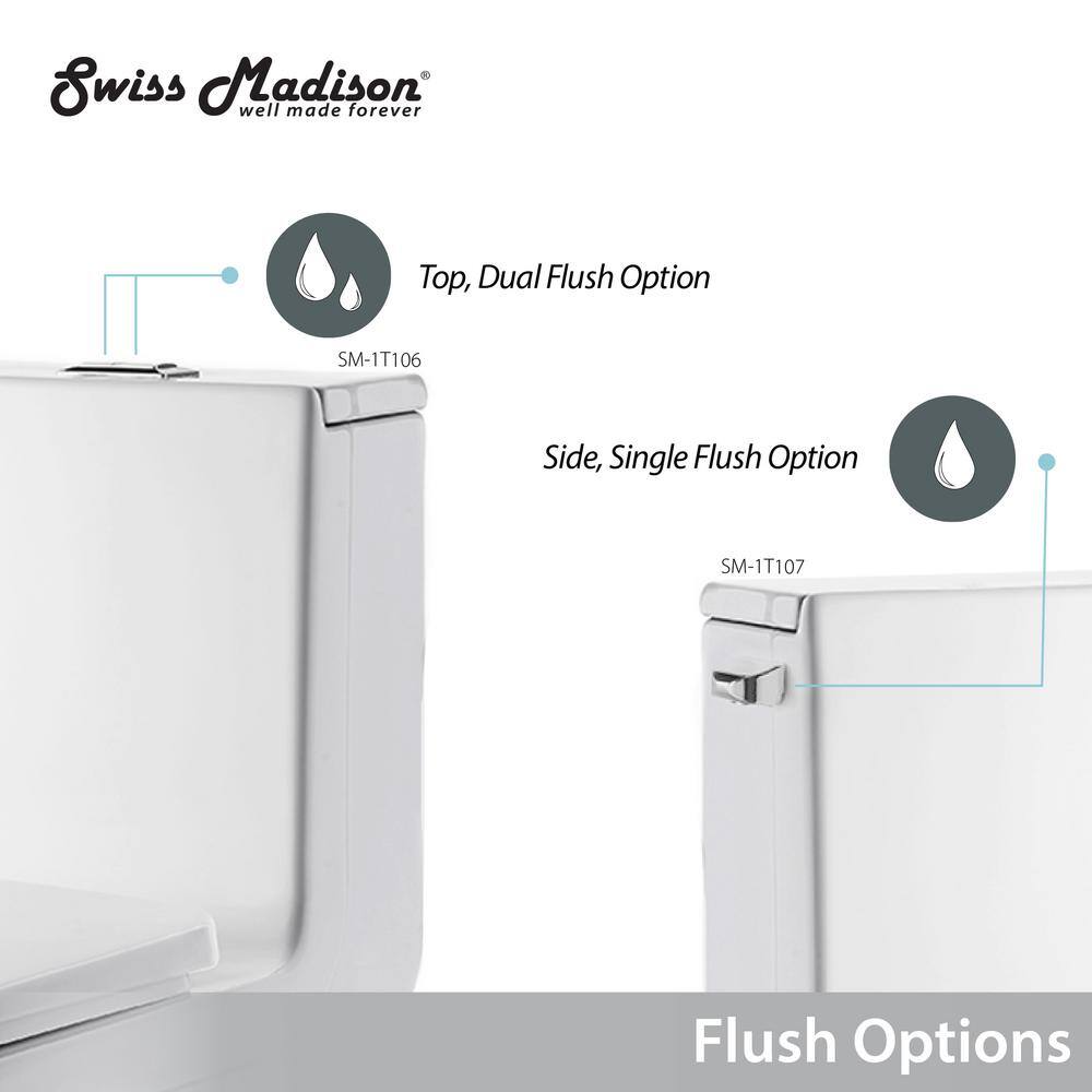 Swiss Madison Concorde 1-Piece 0.81.28 GPF Dual Flush Square Toilet in White SM-1T106