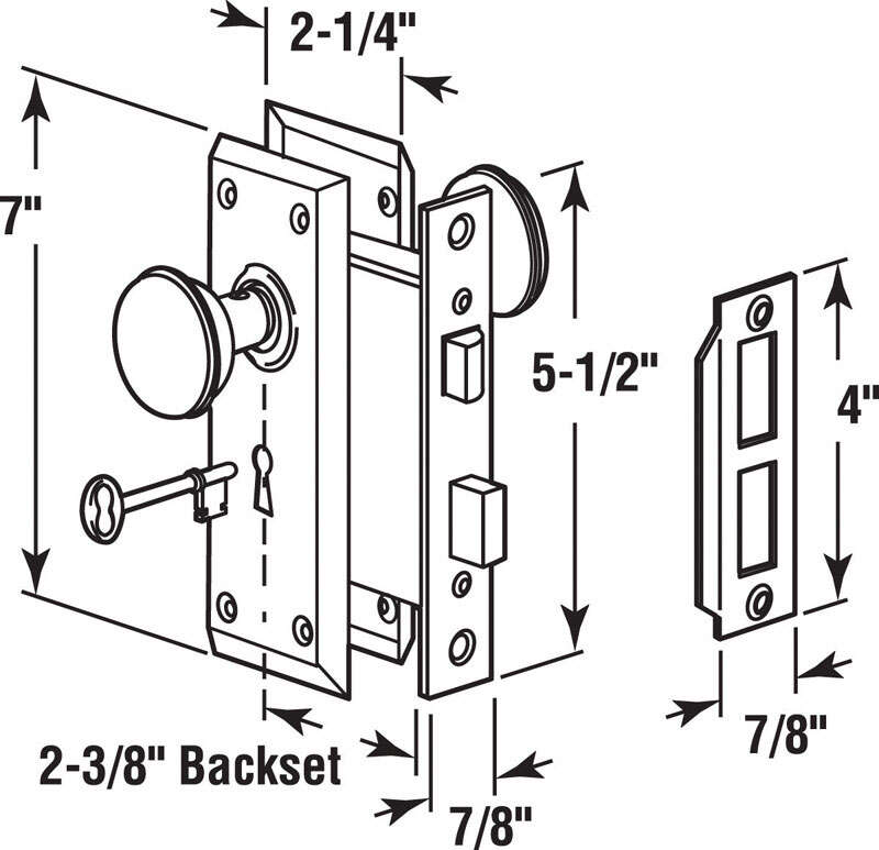 Prime-Line Security Bright Brass Mortise Lockset 1-3/4 in.