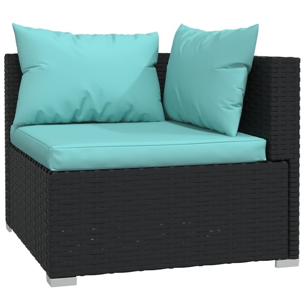 10 Piece Patio Lounge Set with Cushions Black Poly Rattan