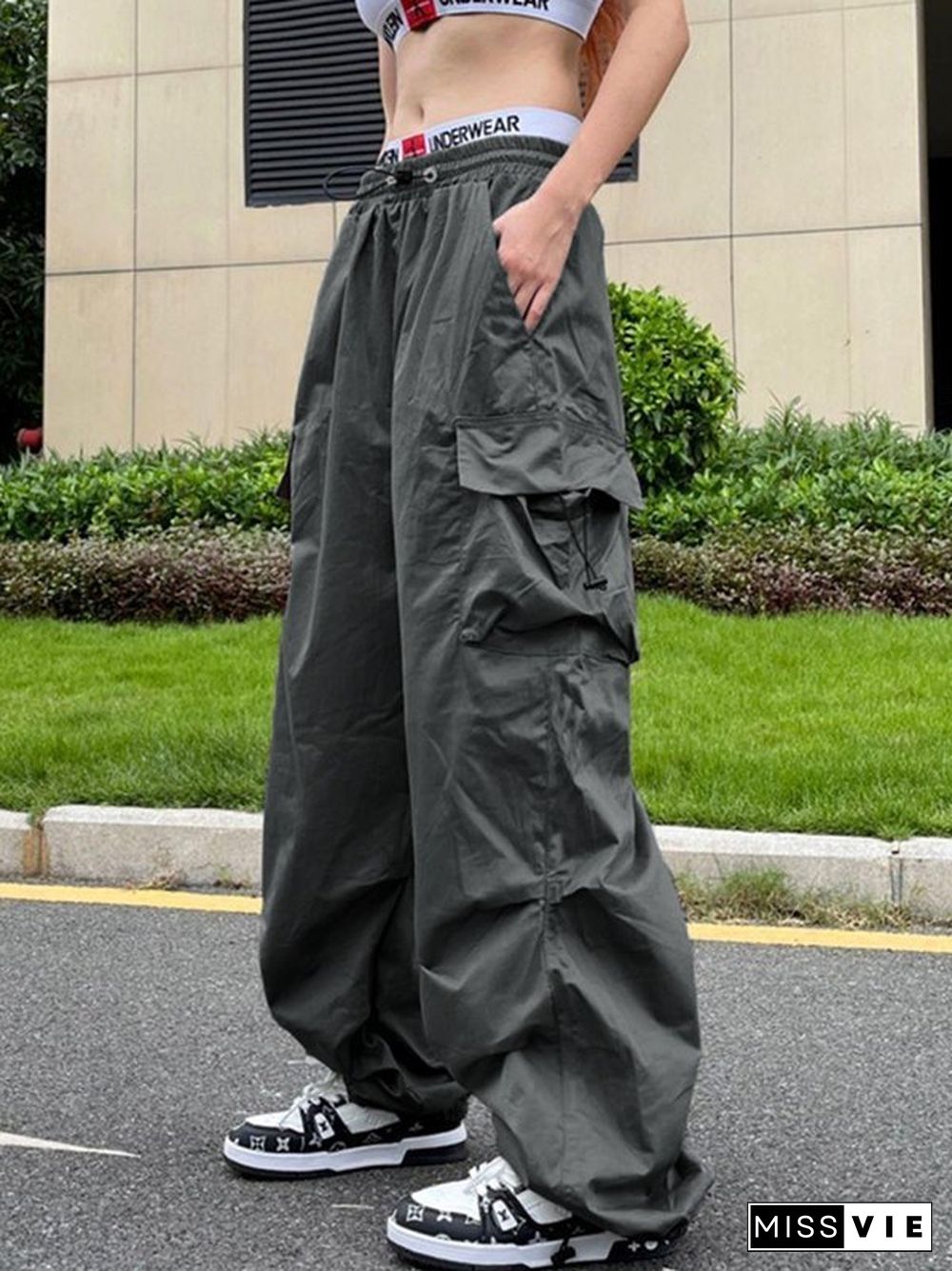 Punk Ruched Baggy Cargo Pants