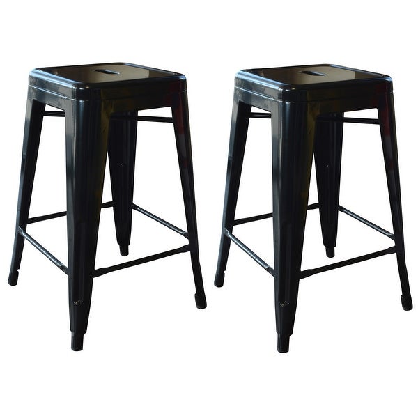 Loft Black 24 Inch Metal Counter Stool - 2 Piece