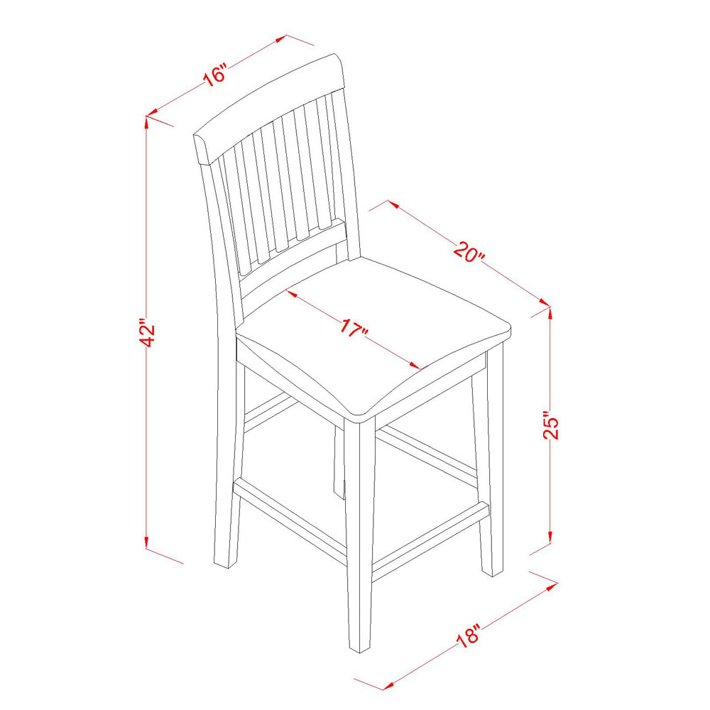 JAVN5-WHI-C 5 Pc counter height Dining room set - Dinette Table and 4 bar stools.