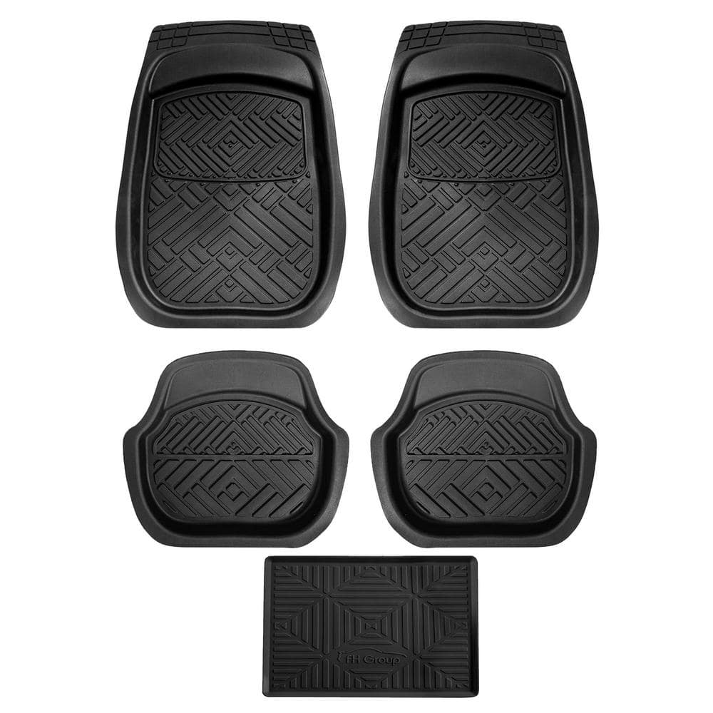 FH Group 4-Piece ClimaProof Deep Dish Trimmable Car Floor Mats - Universal Fit for Cars, SUVs, Vans and Trucks - Full Set DMF13004BLACK