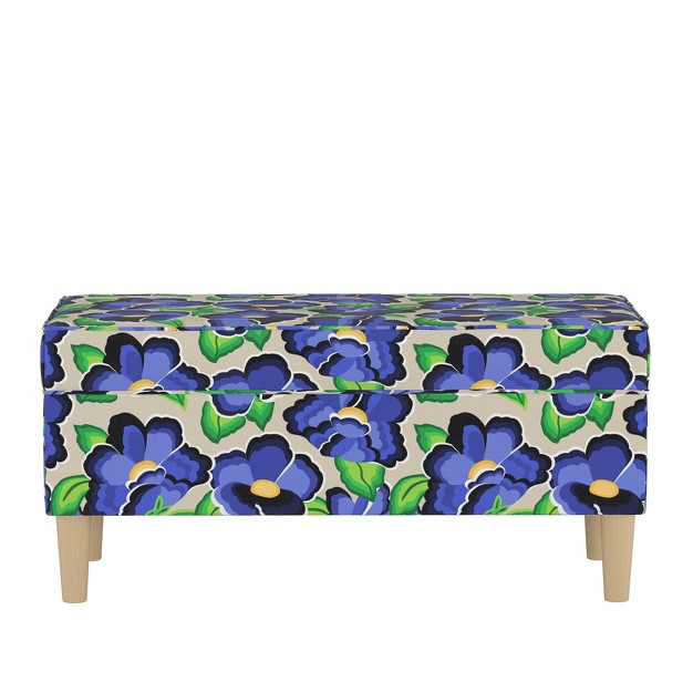 Skyline Furniture Storage Bench In Carla Floral Blue