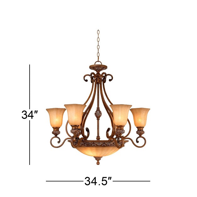 Wide Rustic Champagne Bowl Shade 9 light Fixture For Dining Room House Kitchen Island