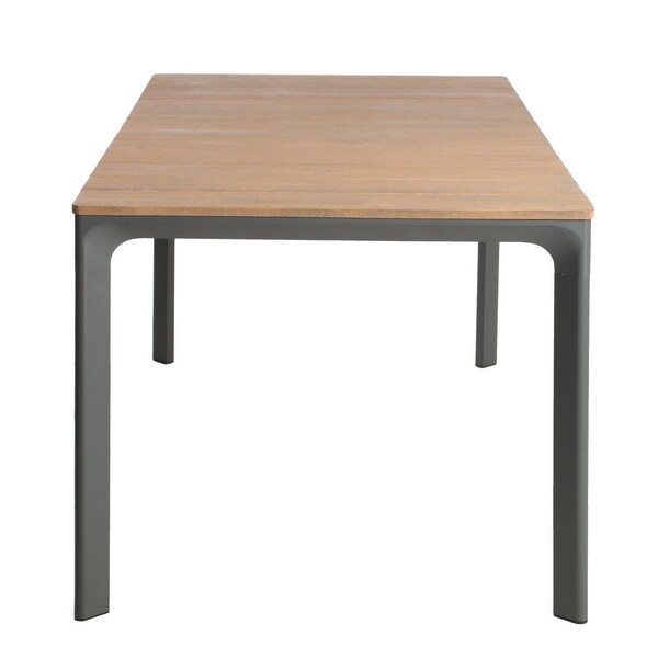 Grey Aluminum Frame Outdoor Patio Dining Table with Wood Top (Table Only)