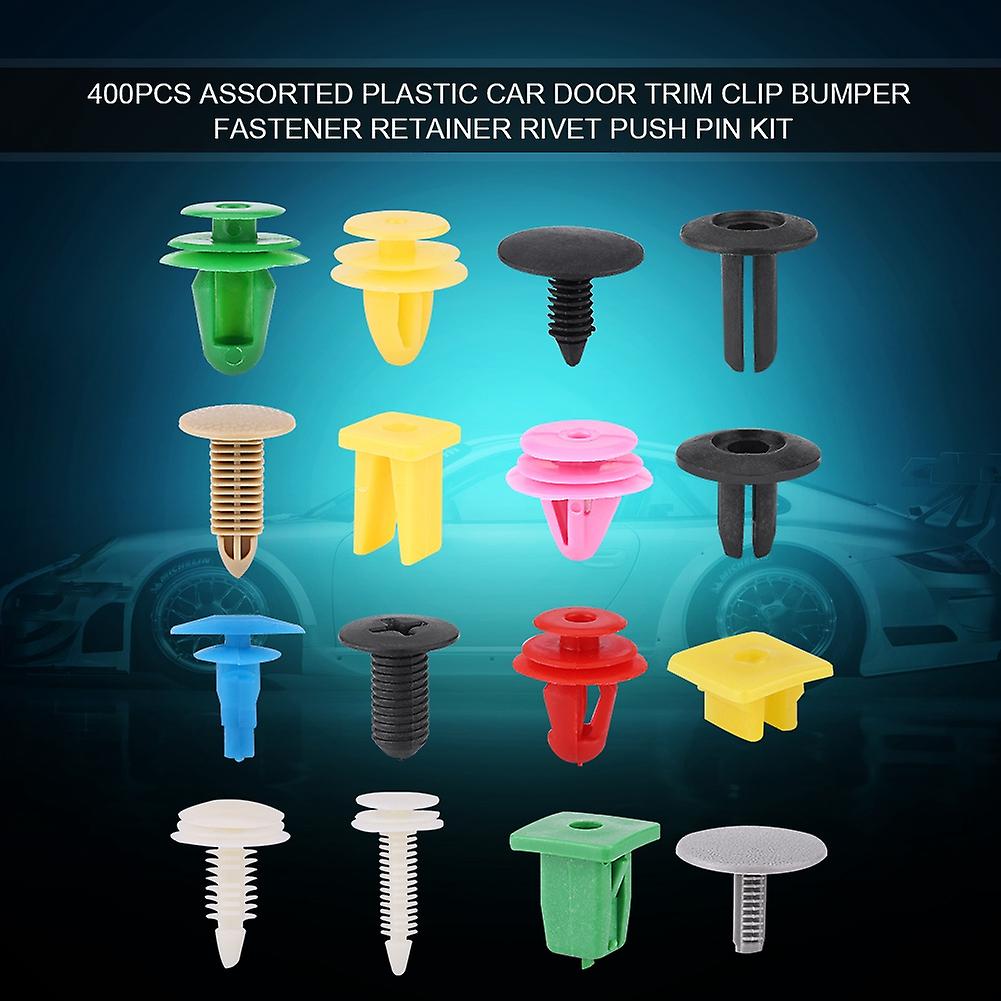 400pcs Assorted Plastic Car Door Trim Clip Bumper Fastener Retainer Rivet Push Pin Kit