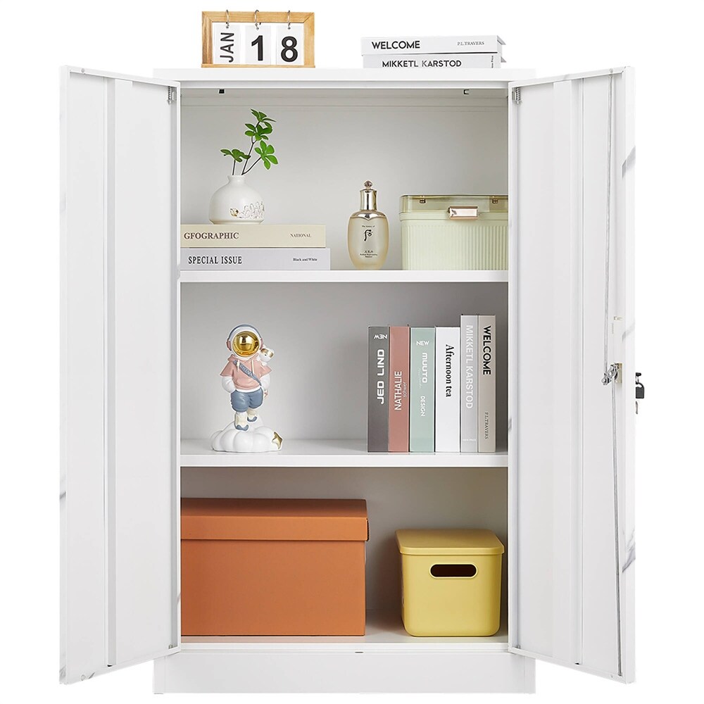 Metal Folding Filing Locker Storage Cabinet with Locking Doors and Adjustable Shelf