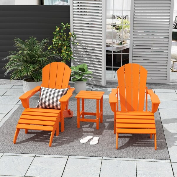 Polytrends Laguna Hdpe All Weather Outdoor Patio Foldable Adirondack Chairs Conversation Set (5Piece Set)