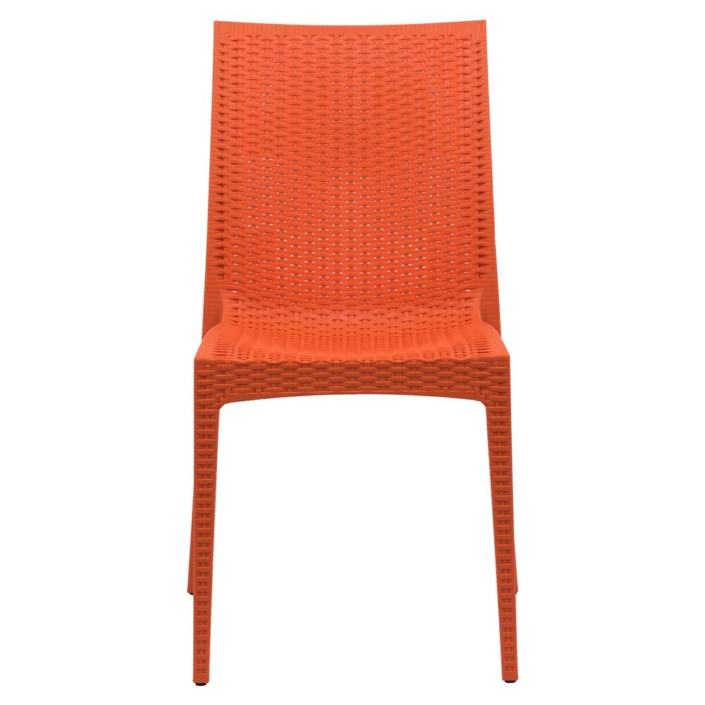 LeisureMod Mace Weave Design Outdoor Patio Dining Chair (Set of 2)