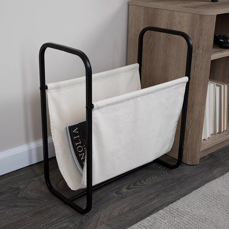 Household Essentials Canvas and Metal Log Holder / Magazine Rack