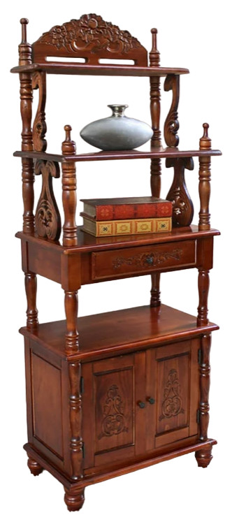 Traditional Bookcase  Hardwood Frame With Carved Accents  ampAmple Space  Walnut   Traditional   Bookcases   by Decorn  Houzz