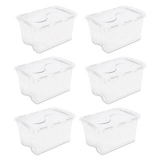 Sterilite 48-Quart Plastic Storage Bin with Hinged Lid  Handles Clear (6 Pack) 6 x 19148006