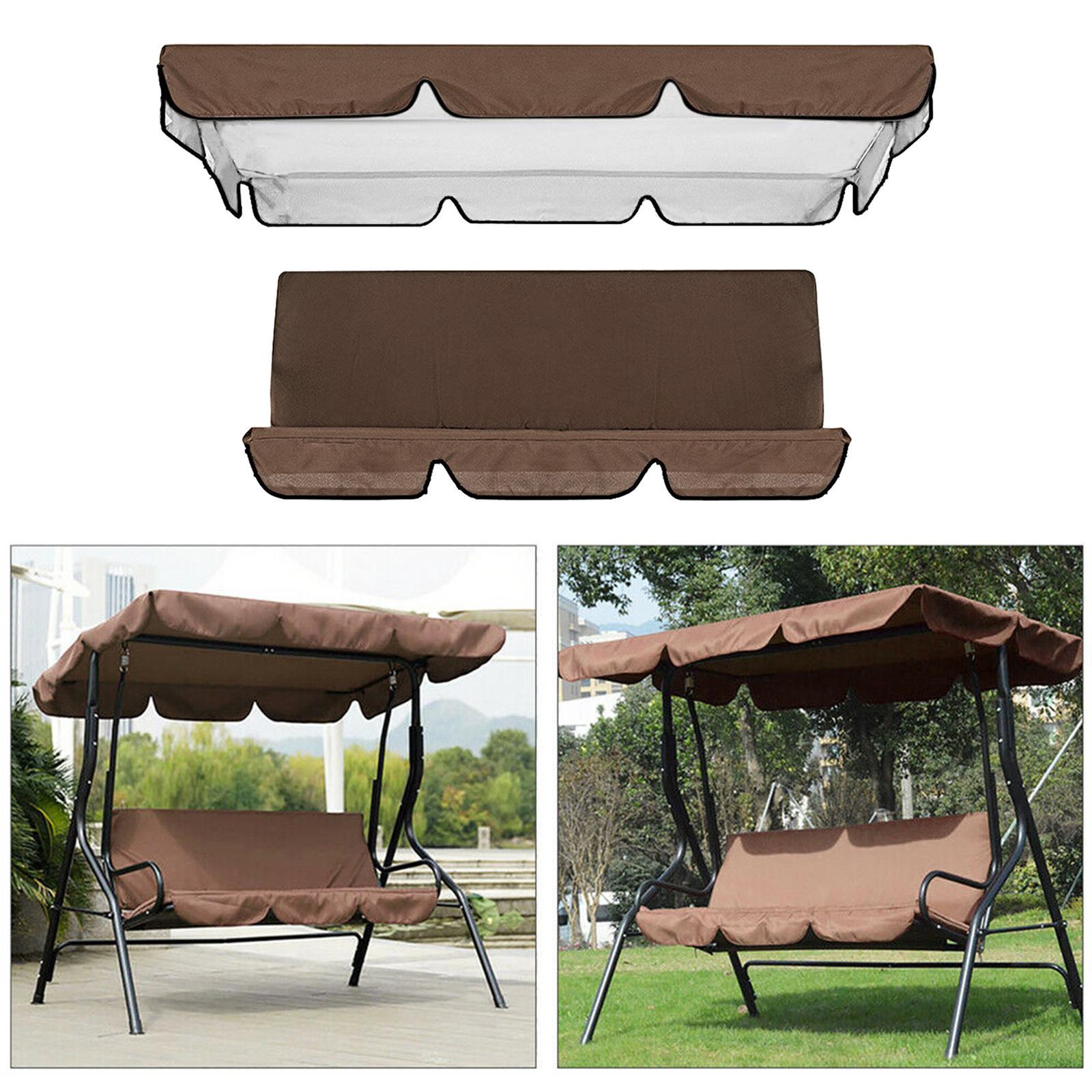 Garden Swing , 3 Seat Swing Canopies Seat Cushion Cover Set Patio Swing Chair Hammock Replacement Waterproof Cover , Brown