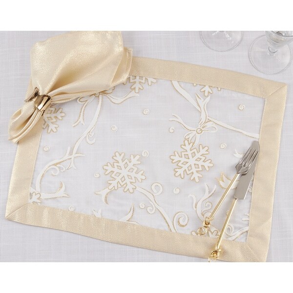 Printed Placemats With Snowflake and Ribbon Design (Set of 4)