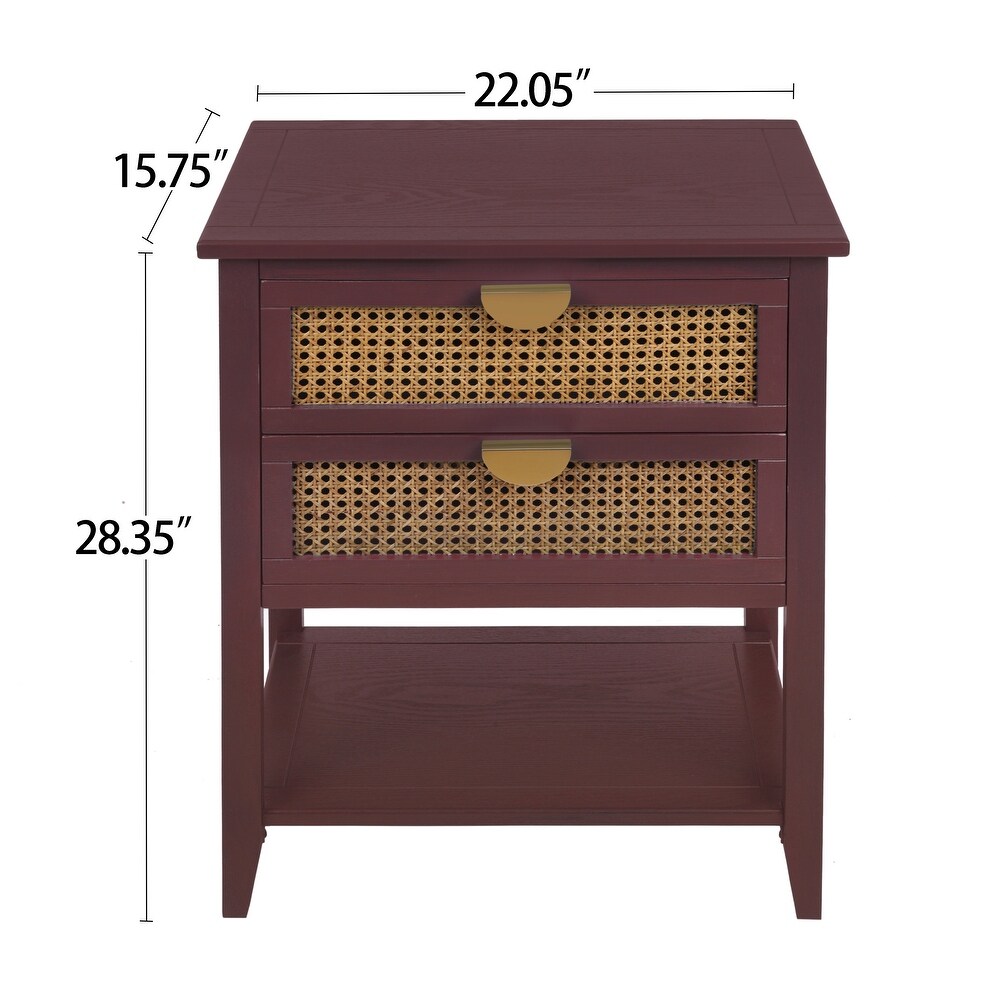 2 Drawer Nightstand Set of 2 Storage Dresser End Table