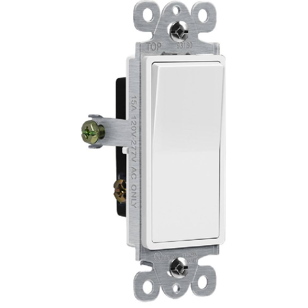 ENERLITES 15 Amp Single Pole Illuminated Decorator Paddle Rocker Light Switch White (3-Pack) 91160-W3P