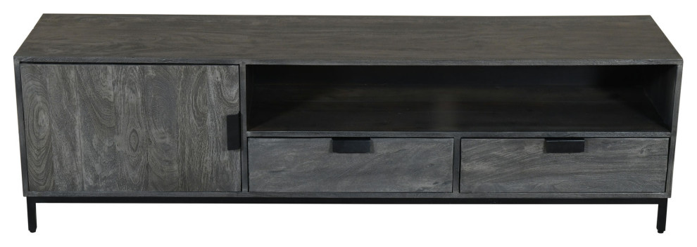 Samuel 69 quotWide Wood Media Console   Industrial   Entertainment Centers And Tv Stands   by Kolibri Decor  Houzz