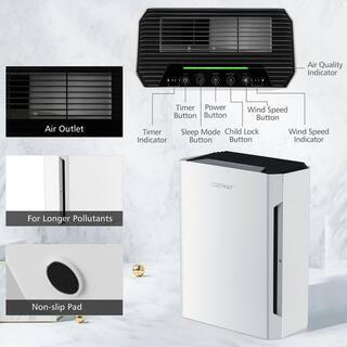 Costway H13 True HEPA Air Purifier Portable Air Cleaner with Adjustable Wind Speeds ES10182US-WH