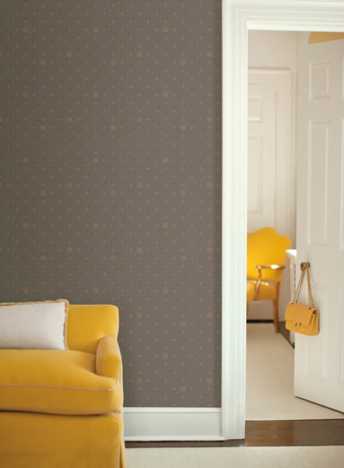 Deco Screen Wallpaper in Grey and Metallic from the Deco Collection