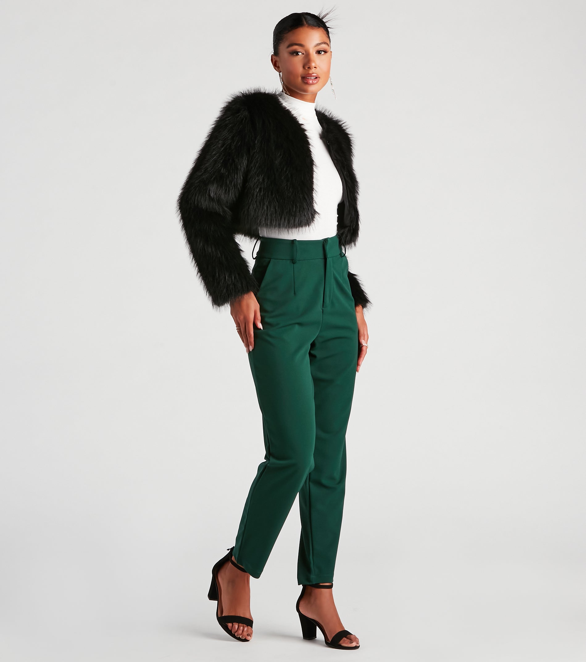 Style Diva Faux Fur Crop Jacket