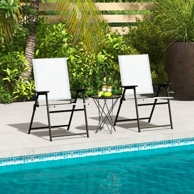 Tangkula Set Of 4 Patio Portable Metal Folding Chairs Dining Chair Set White