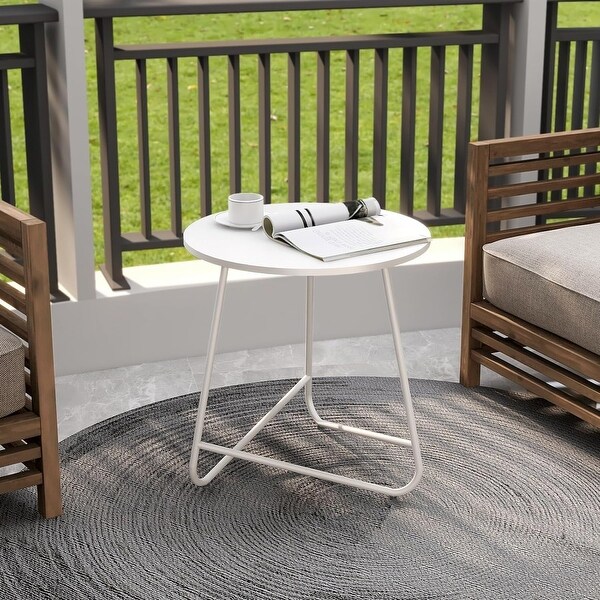 Small Round End Table，Indoor and Outdoor (White)