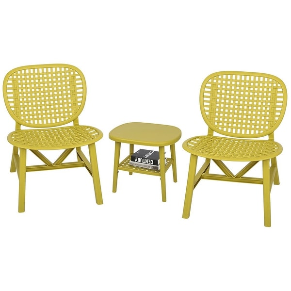 3Piece Hollow Design Patio Table Chair Set，Outdoor Bistro Set