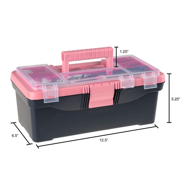 Leisure Sports Fishing Tackle Set And Box 55 Pieces Pink And Black