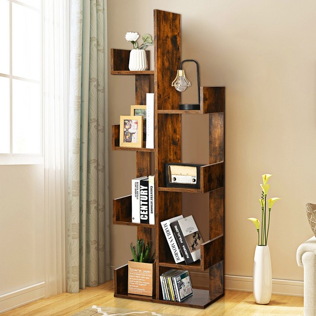 Costway 8 shelf Bookcase Modern Tree Bookshelf Storage Decor Freestanding White black