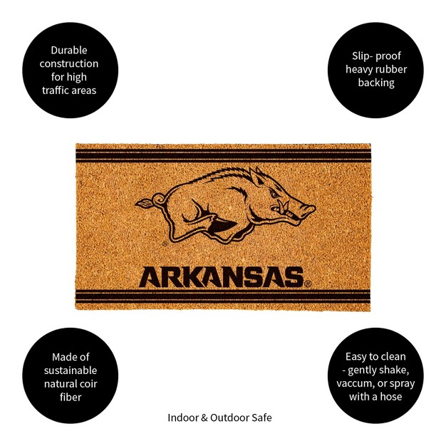 Evergreen University Of Arkansas Logo Turf Mat Brown 28 X 16 Inches Indoor Outdoor Doormat