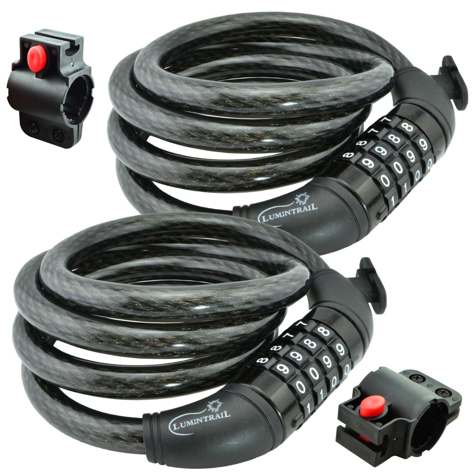 Lumintrail Security 4 Digit Combination Bike Cable Lock with Mounting Bracket 1 Pack