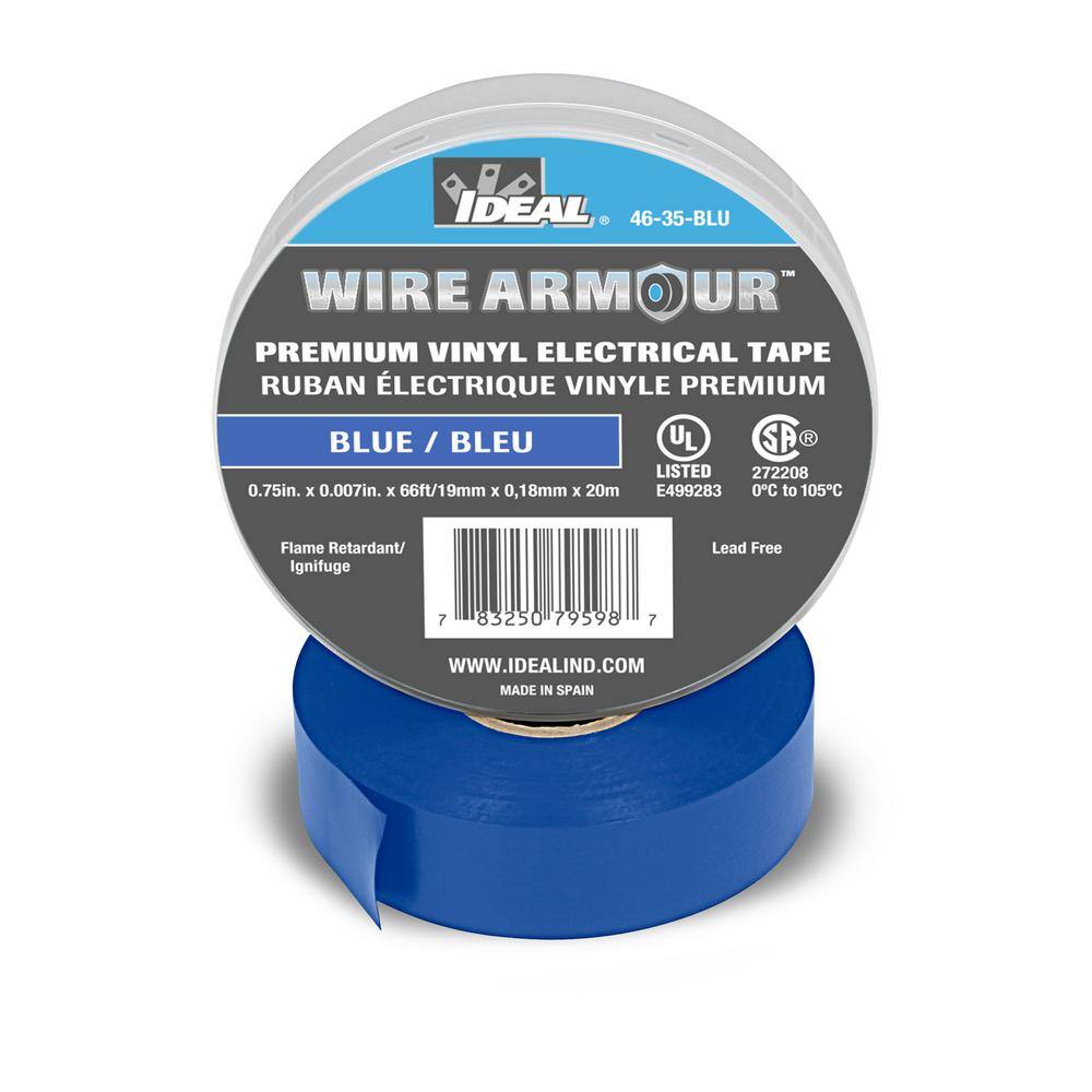 IDEAL Wire Armour 34 in. x 66 ft. Premium Vinyl Tape Blue (10-Pack) 46-35-BLU-10PK