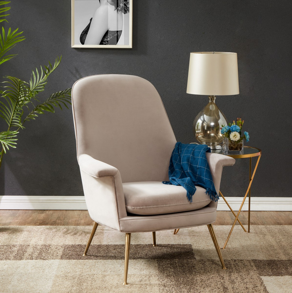 Bethany Velvet Arm Chair Pale Taupe   Midcentury   Armchairs And Accent Chairs   by V.S.D Furniture  Houzz