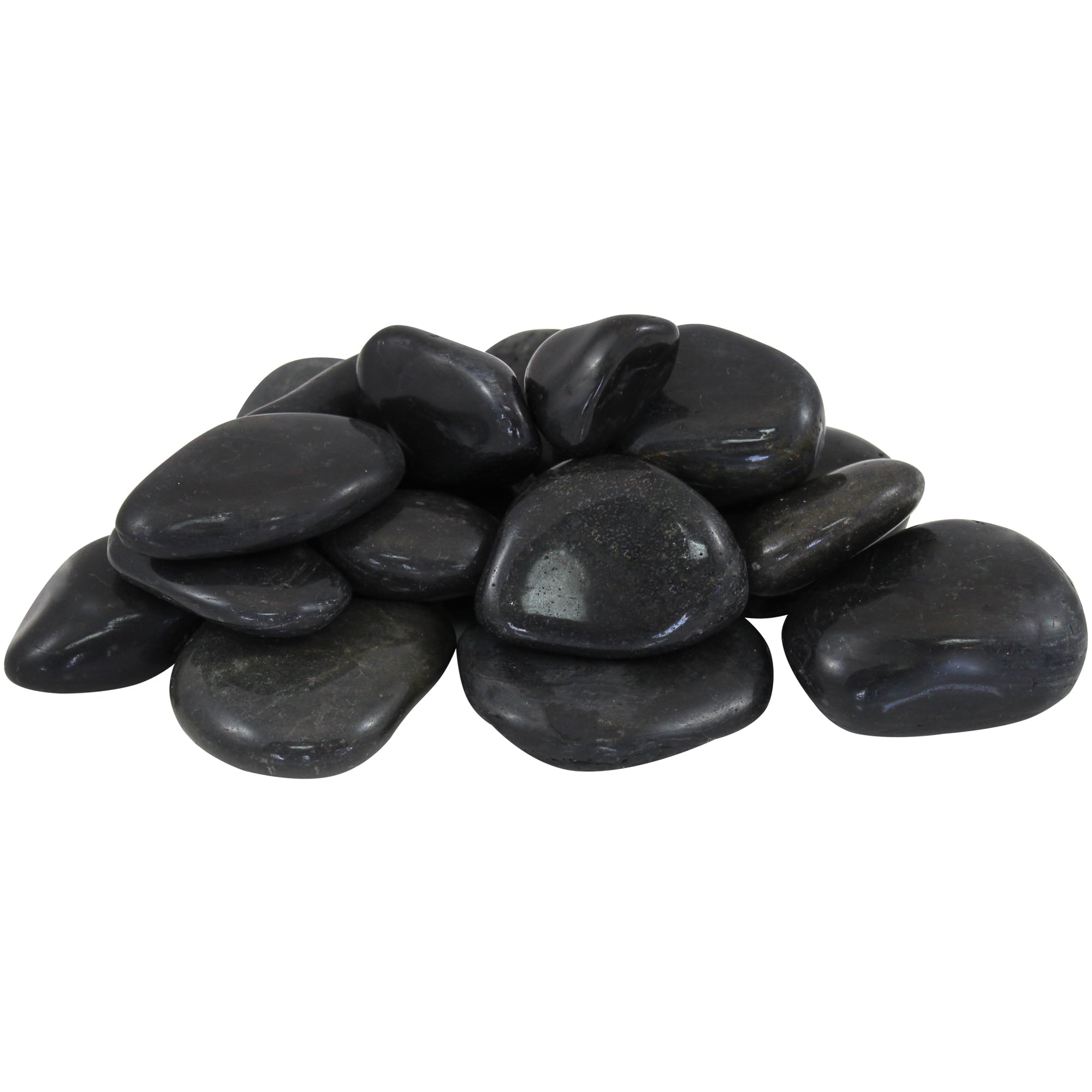 Rainforest, Outdoor Decorative Stone, Super Polished Pebbles, Black, 1-2", 20lbs.