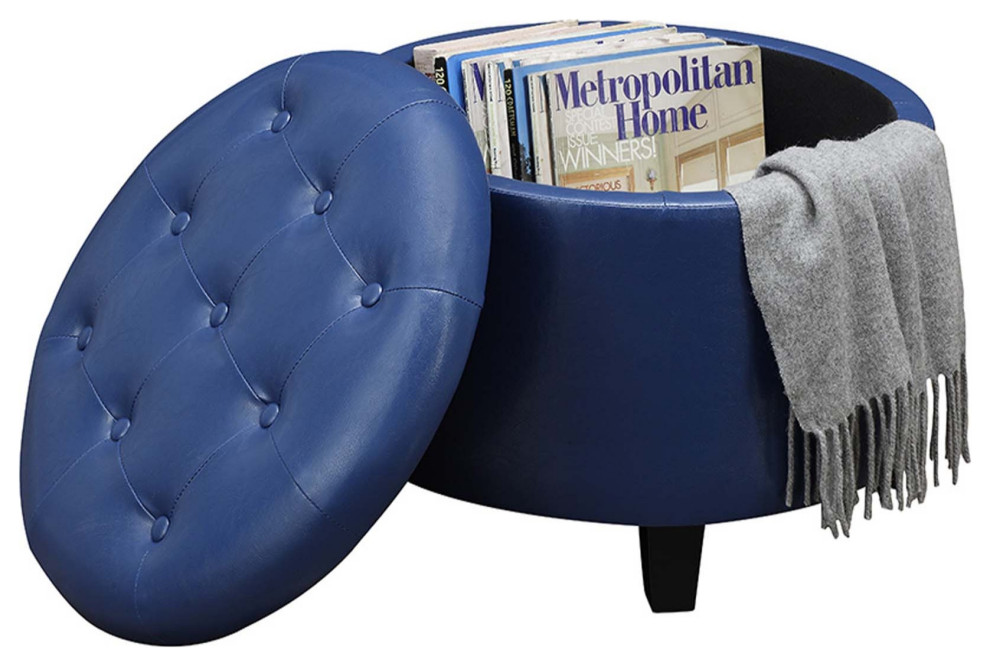 Designs4Comfort Round Storage Ottoman   Contemporary   Footstools And Ottomans   by VirVentures  Houzz