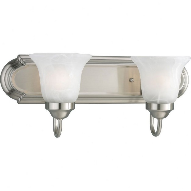 Progress Lighting Builder Collection 2 light Wall Light In Brushed Nickel With Alabaster Glass Shade