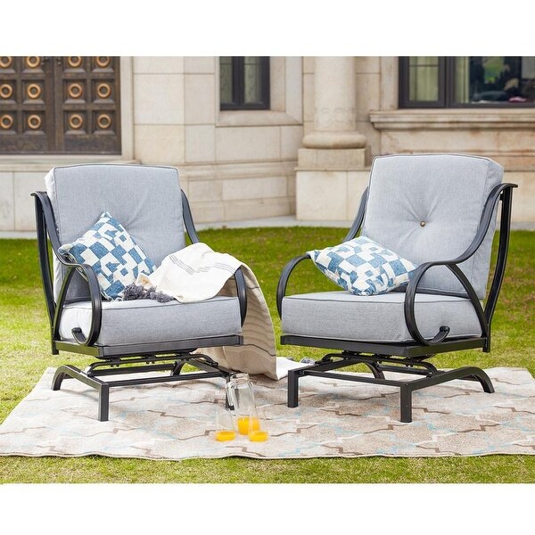 PATIO FESTIVAL 2Piece Outdoor Rocking Motion Chair Set with Cushions