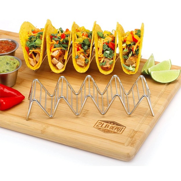 2 Lb Depot Stainless Steel Stackable Taco Holders Holds 4 Or 5 Hard Or Soft Tacos Set Of 2