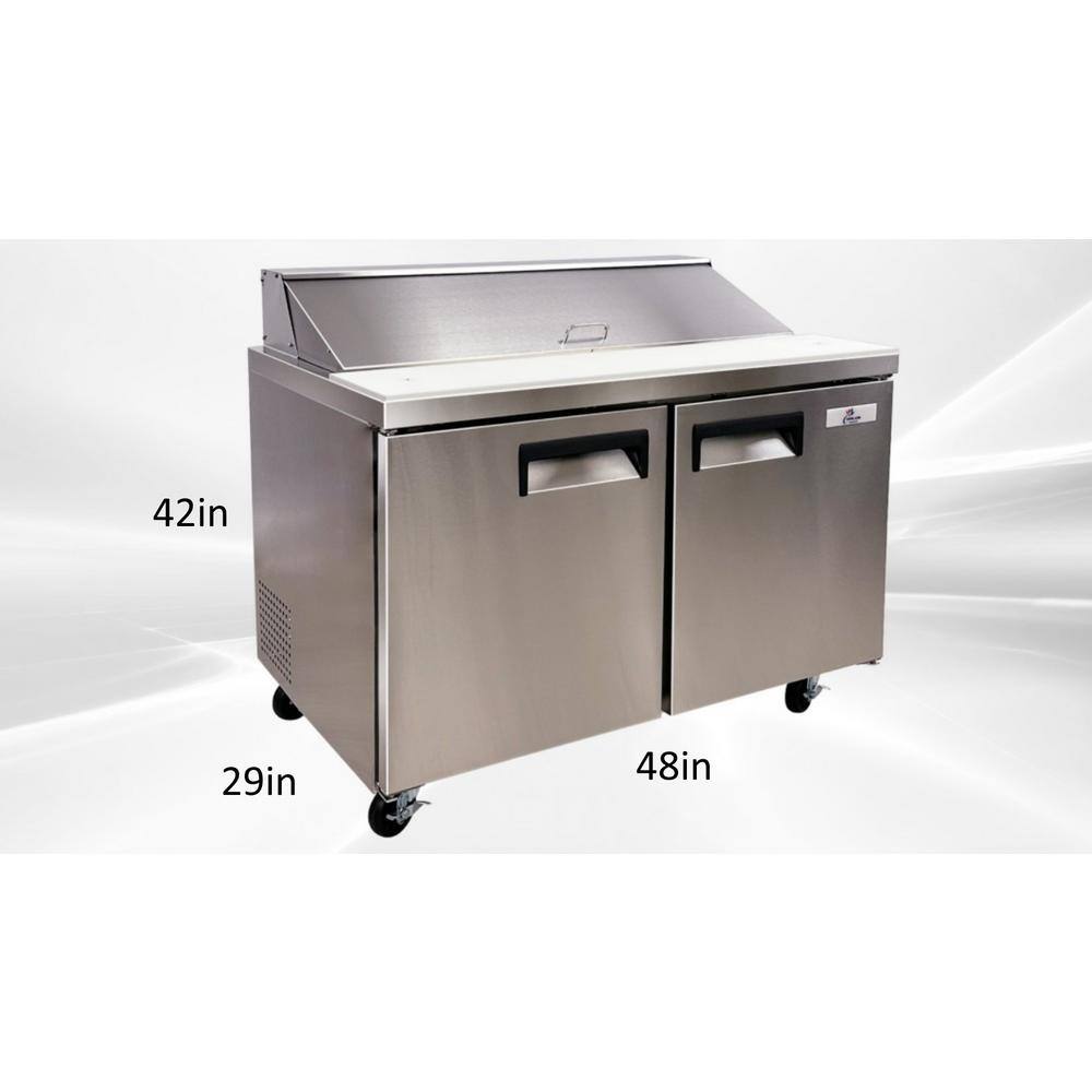 Cooler Depot 48 in.W 9.5 cu. ft. Prep Table Commercial Refrigerator in Stainless Steel dxxxsp48