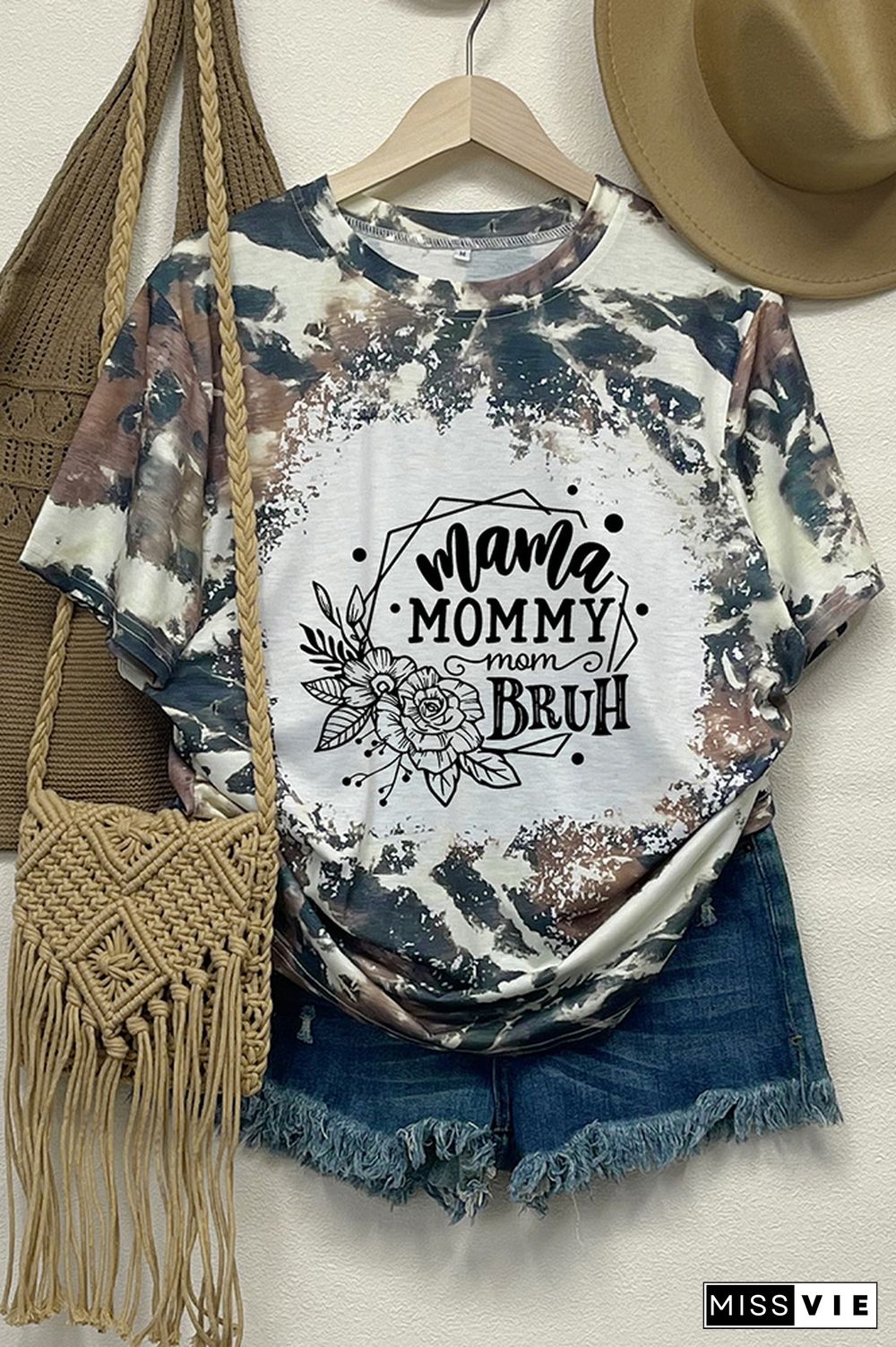 Mama Mommy Mom Bruh Bleached Graphic Tee