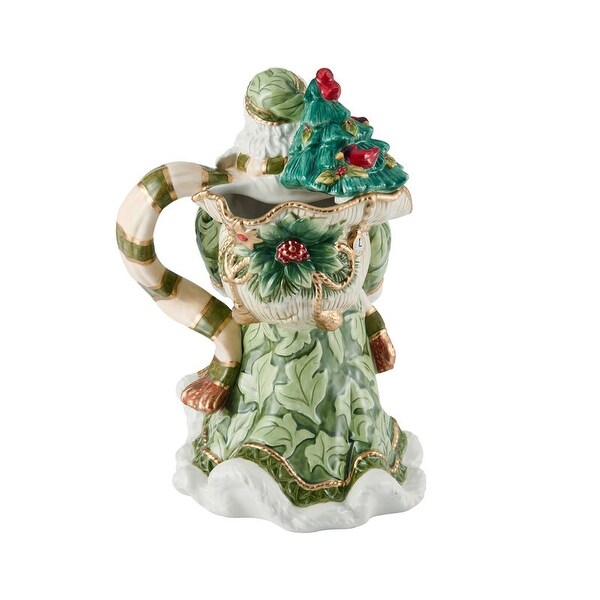 Fitz and Floyd Holiday Home Green Santa Pitcher 11.75In