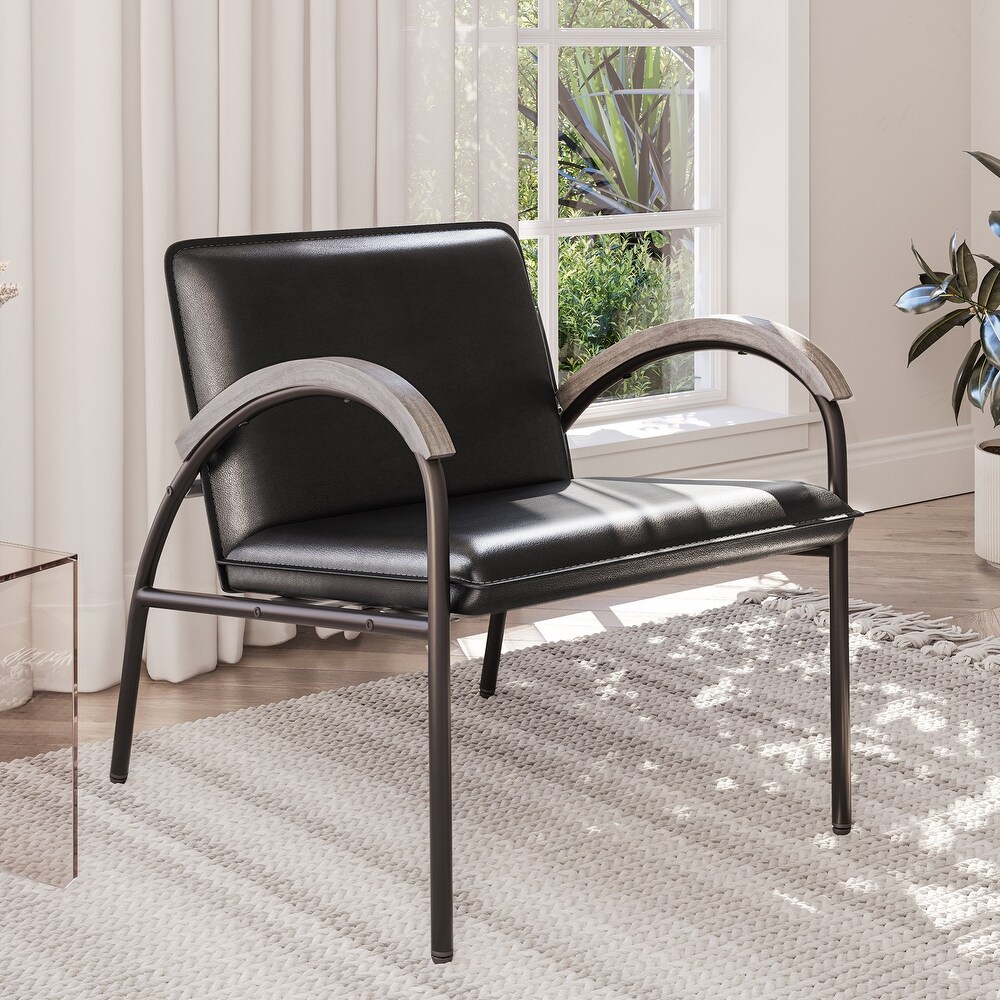 BELLEZE Apex Faux Leather Accent Chair w/ Unique Curved Design