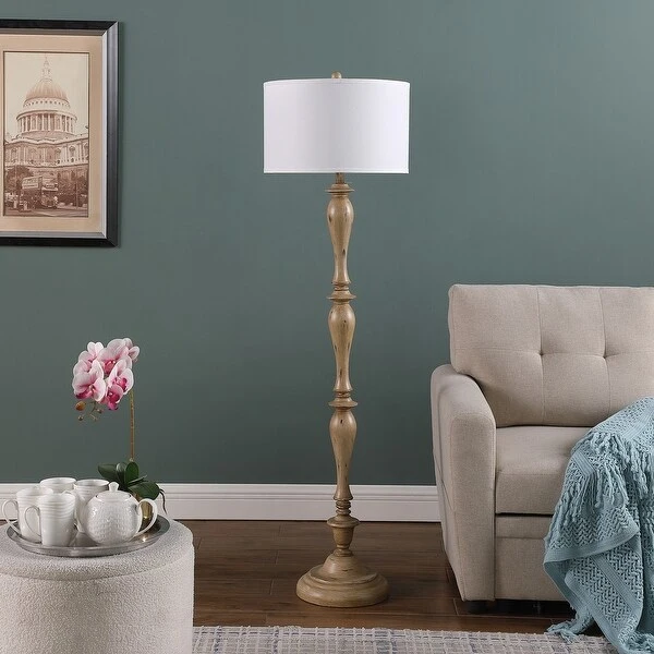 61.5 In. Farmhouse Wood Effect Polyresin Floor Lamp