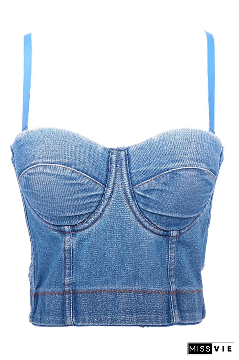 Fishbone Denim Camisole Backless Corset Wholesale