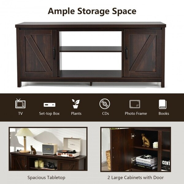 59 Inches TV Stand Media Console Center with Storage Cabinet - 59