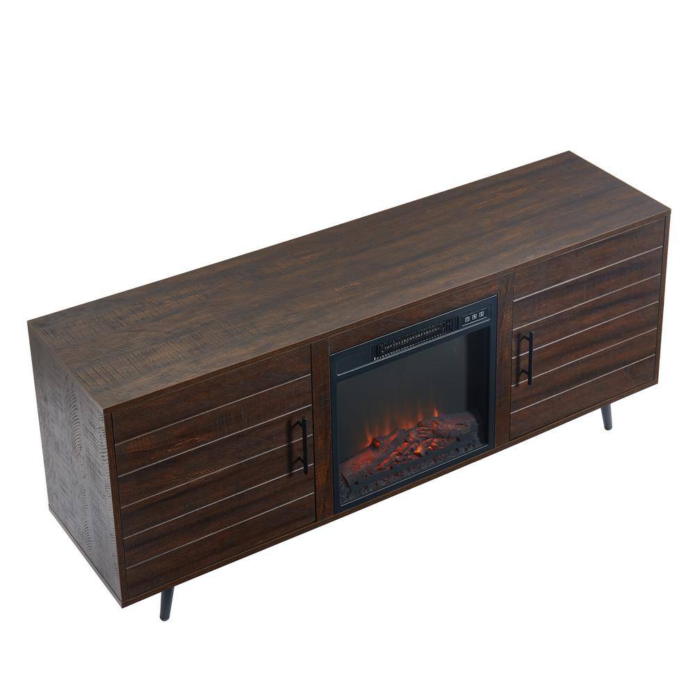 EDYO LIVING 60 in. Rustic Farmhouse Electric Fireplace TV Stand in Espresso WMTVS017EXPF018