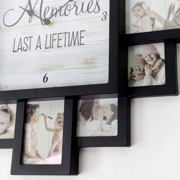 Lifetime Memories x27 Picture Frame Collage Wall Clock Black American Art Decor